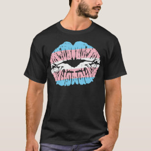 Transgender Pride Lips Kiss Trans Flag Transseual  T-Shirt