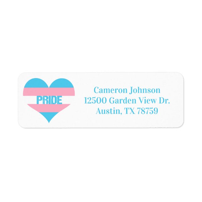 Transgender Pride Love Heart Return Address Label (Front)