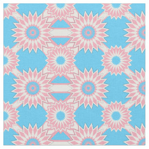 Transgender Pride seamless blue flower pattern Fabric