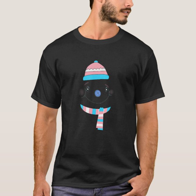 Transgender Pride Snowwoman LGBTQ Trans Winter Cut T-Shirt (Front)