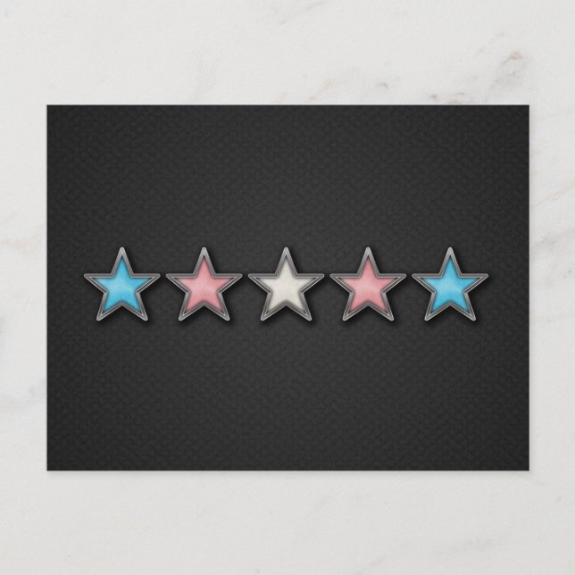 Transgender Pride Stars with Chrome Frames Postcard (Front)