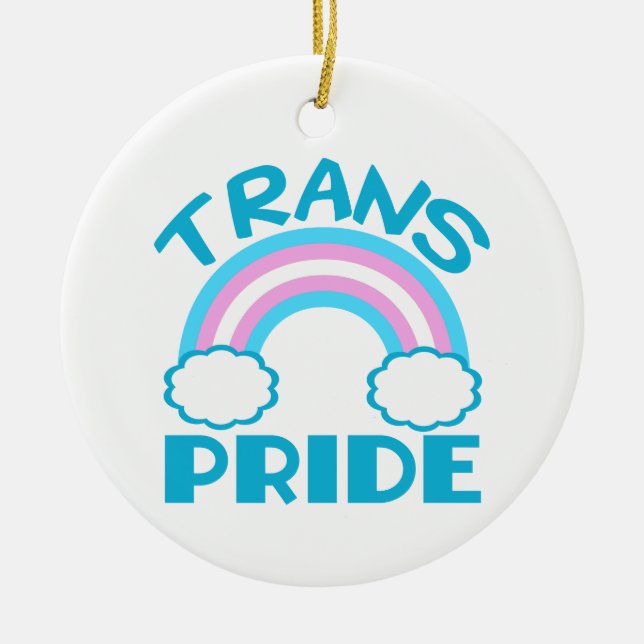 Transgender Pride Trans Rainbow Christmas Ceramic Ornament (Front)