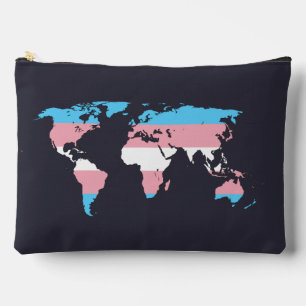 Transgender pride world map  accessory pouch