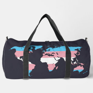 Transgender pride world map   duffle bag