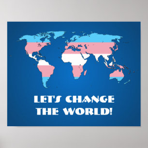 Transgender pride world map poster