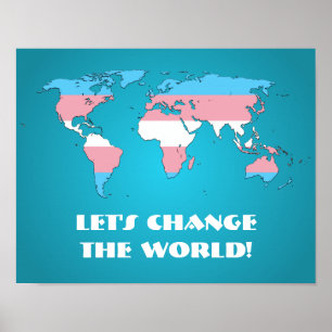 Transgender pride world map poster