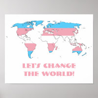 Transgender pride world map poster