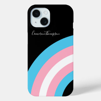 Transgender Rainbow Arc Pride Flag Personalised iPhone 15 Case