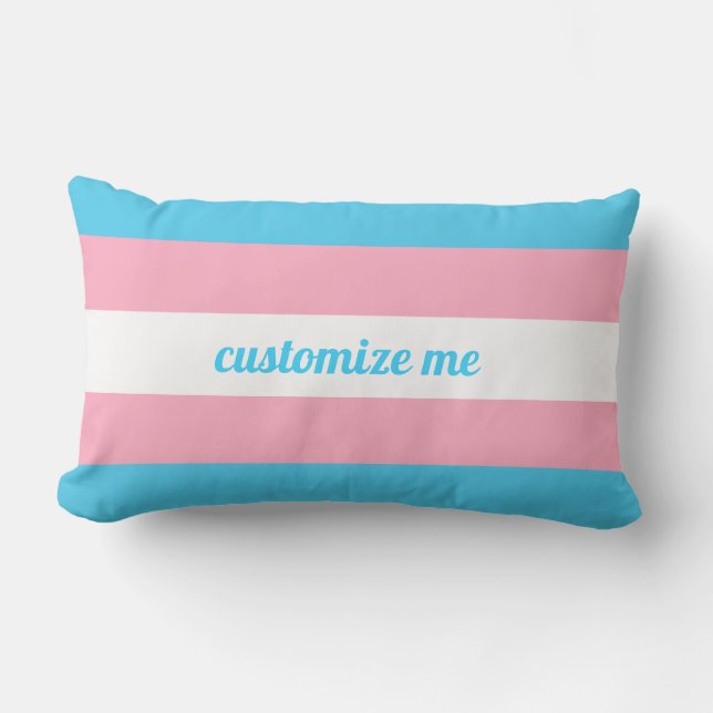 Transgender Rainbow Custom Lumbar Cushion (Front)