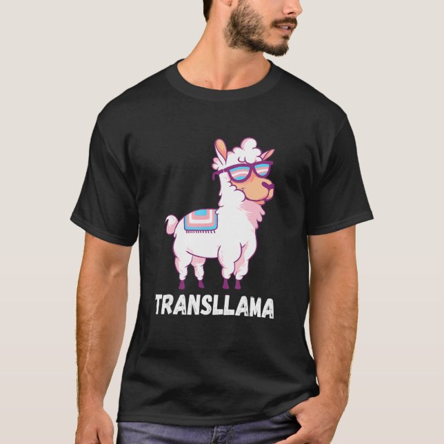 Transgender Rainbow Eyeglass Llama Lgbt Transsexua T-Shirt (Front)