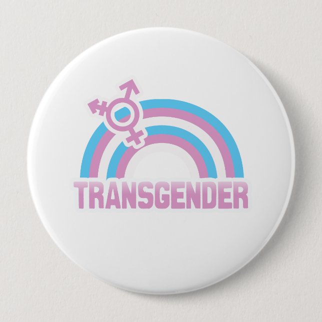 TRANSGENDER RAINBOW FLAG 10 CM ROUND BADGE (Front)
