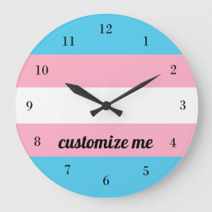 Transgender Rainbow Flag Custom Large Clock