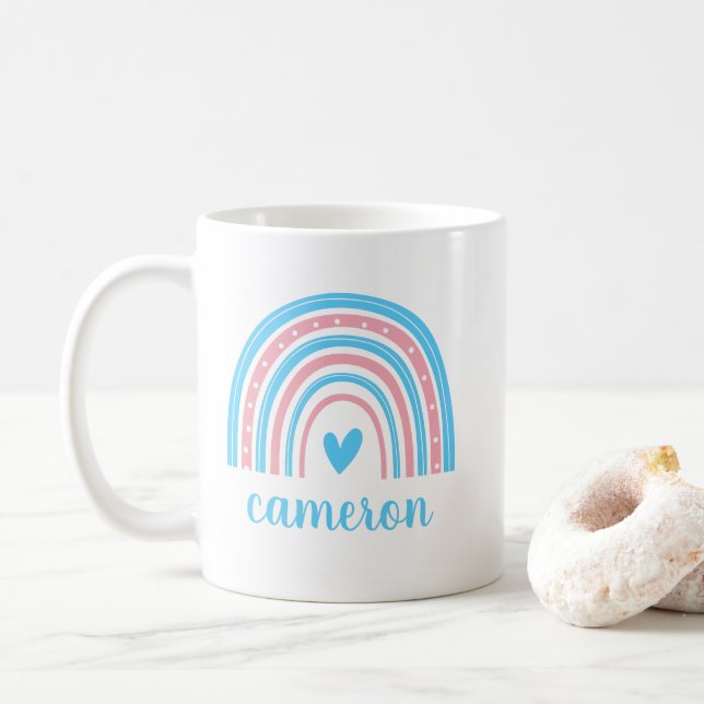 Transgender Rainbow Personalised Coffee Mug (With Donut)