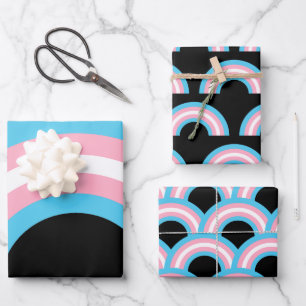 Transgender Rainbow Pride Black Wrapping Paper Sheet