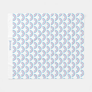 Transgender Rainbow Pride Flag Monogram Black Fleece Blanket