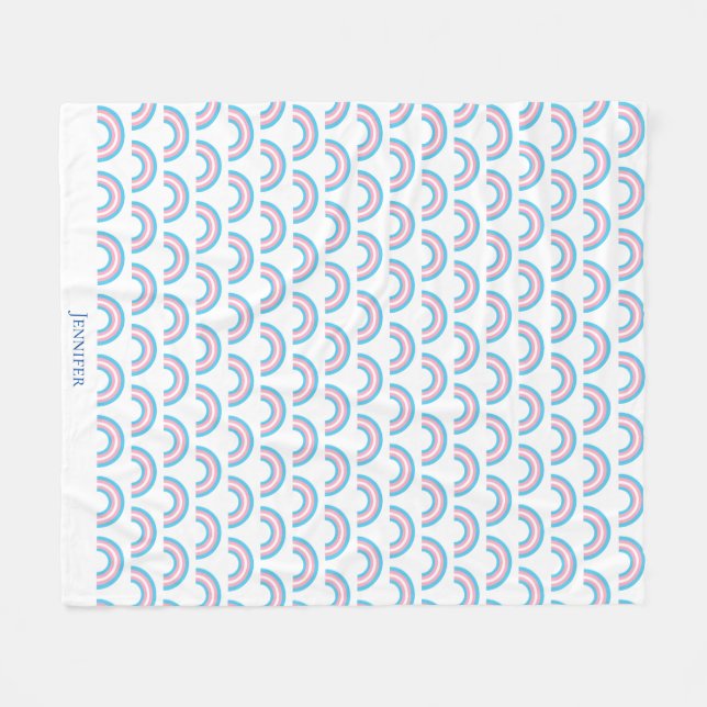 Transgender Rainbow Pride Flag Personalised Fleece Blanket (Front (Horizontal))