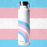 Transgender Rainbow Pride Flag Personalised Name Water Bottle<br><div class="desc">Beautiful personalised transgender gift for an LGBTQ friend featuring the pretty trans flag colours shaped into a blue,  pink,  and white rainbow. Monogram this lovely water bottle.</div>