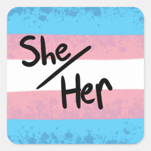 Transgender She/her pronoun sticker