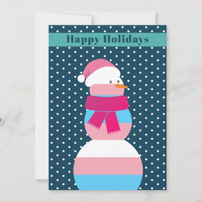 Transgender snowman snowwoman xmas Holiday Card (Front)