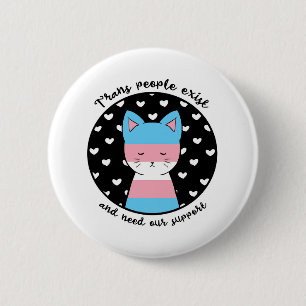 Transgender Support Kitty 6 Cm Round Badge