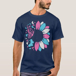 Transgender Trans Sunflower Butterfly Pink Blue Wh T-Shirt