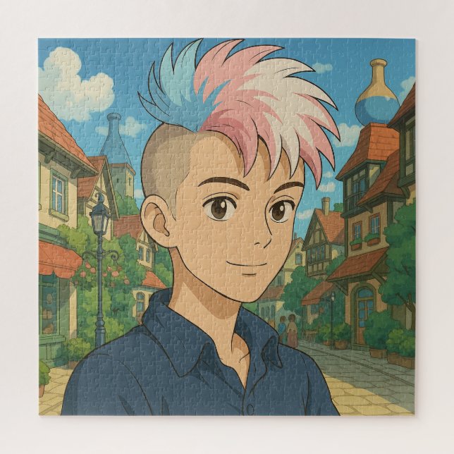 Transgender with Mohawk Anime Person | LGBTQIA+  Jigsaw Puzzle (Vertical)
