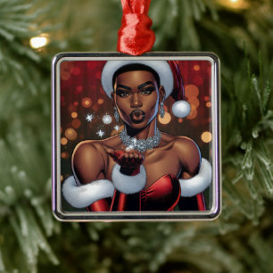 Transgender Woman Festive Christmas Metal Ornament