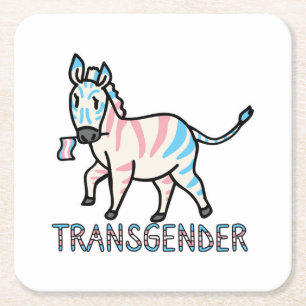 Transgender Zebra Square Paper Coaster