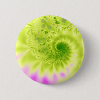 Transience · Fractal Art · Green & Pink 6 Cm Round Badge