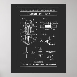 Transistor Patent Blueprint Poster