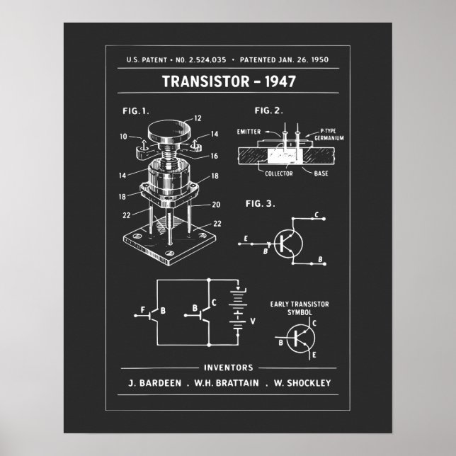 Transistor Patent Blueprint Poster (Front)