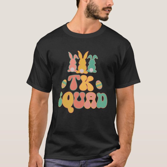 Transitional Kindergarten Squad Retro Groovy Easte T-Shirt (Front)