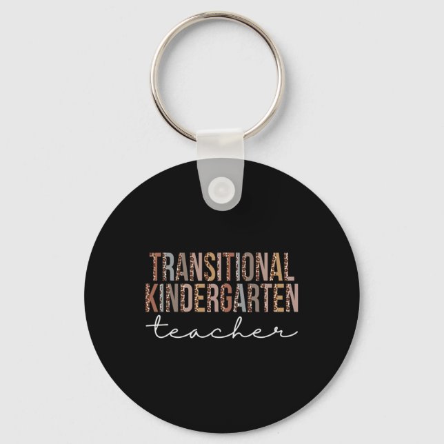 Transitional Kindergarten Teacher Leopard Apprecia Key Ring (Front)