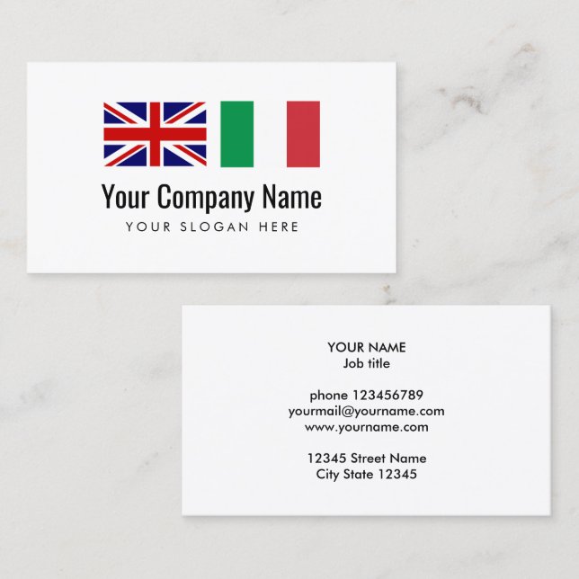 Translation services English Italian translator Business Card (Front/Back)