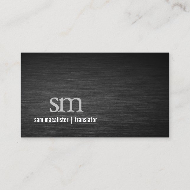 Translator Black Metal Monogram Special Skills Business Card (Front)