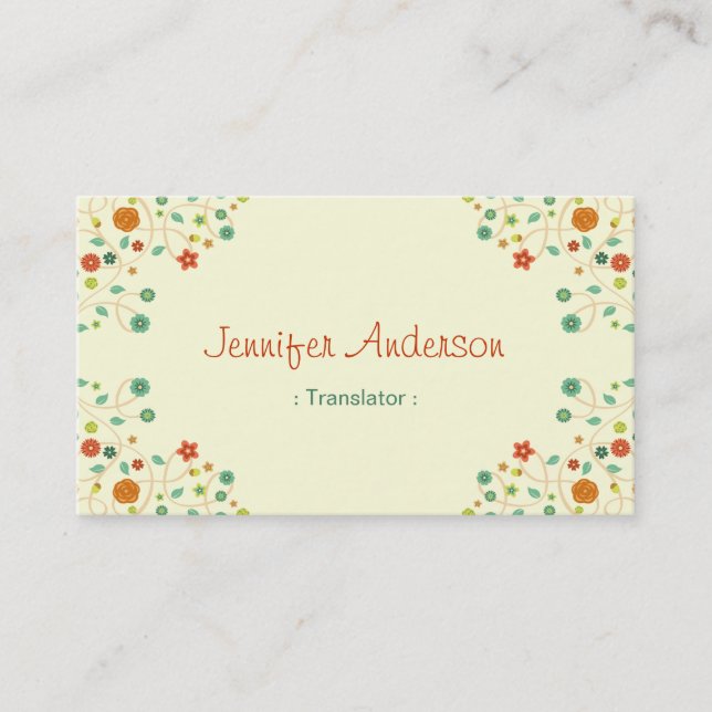 Translator - Chic Nature Stylish Business Card (Front)