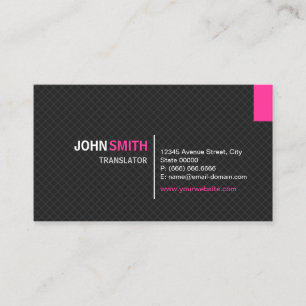 Translator - Modern Twill Grid Business Card