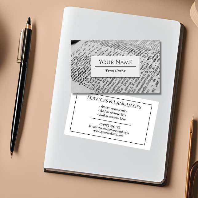 Translator Modern Typography Classic Business Card (These simple, elegant business cards are perfect for translator, writer or language teacher.)