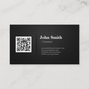 Translator - Premium Black QR Code Business Card