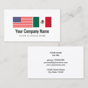 Translator Spanish English American Mexican flag Business Card
