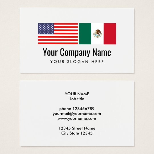 Translator Spanish English American Mexican flag Business Card