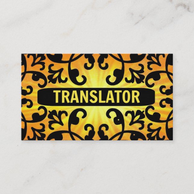 Translator Sunshine Damask Business Card (Front)