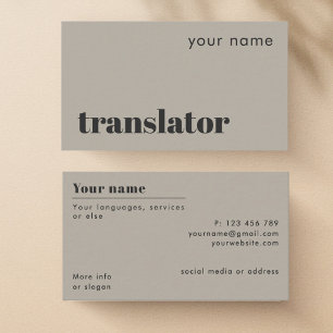 Translator translations modern Business Card