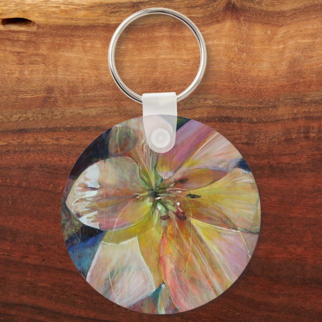 "Translucence" Flower Painting Key Ring (Front)