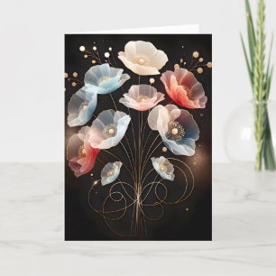 Translucent Birthday Poppies On Black Card