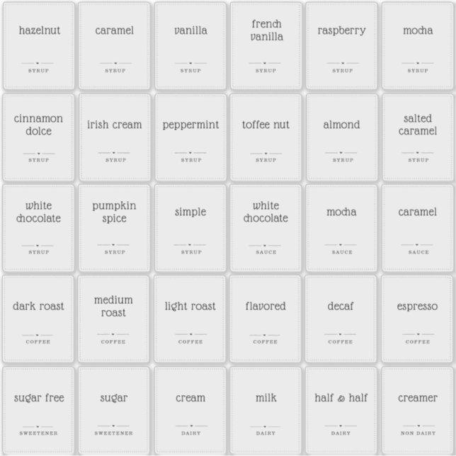 Translucent Clear 2x2.5" Coffee Bar Label Stickers (Front)