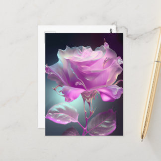 Translucent Glass Rose - Pink Postcard