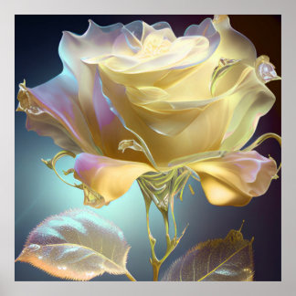 Translucent Glass Rose - Yellow Poster