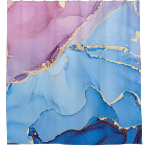 Translucent Hues Fluid: Alcohol Ink Abstract Shower Curtain