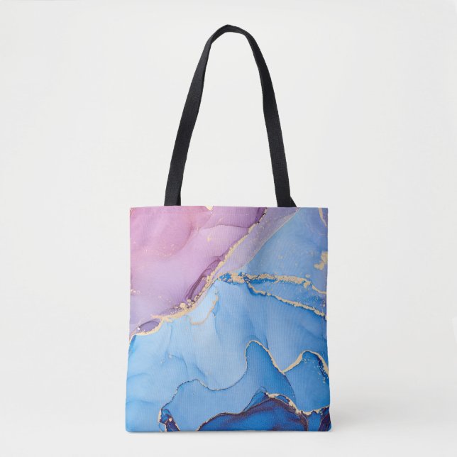 Translucent Hues Fluid: Alcohol Ink Abstract Tote Bag (Front)